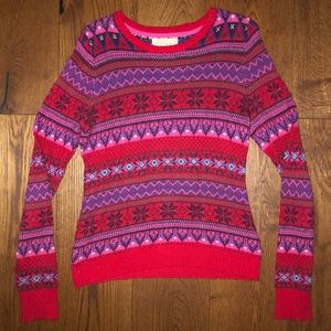 Red and pink print oversized knit sweater 💐